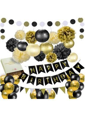 Black & Gold Birthday Party Decoration set